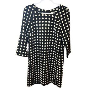 Anthropologie Lili Wang Black and White polka dot sheath dress, size small 5/6